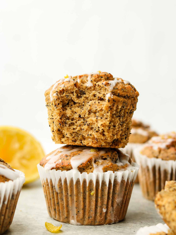 lemon poppy seed on another muffin with a bite shot