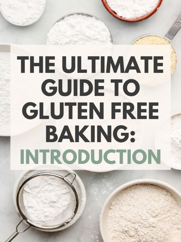 gluten free flours in bowls with text overlay