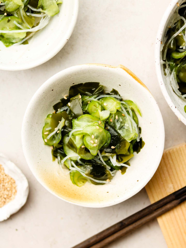 japanese cucumber salad in side serving dishes