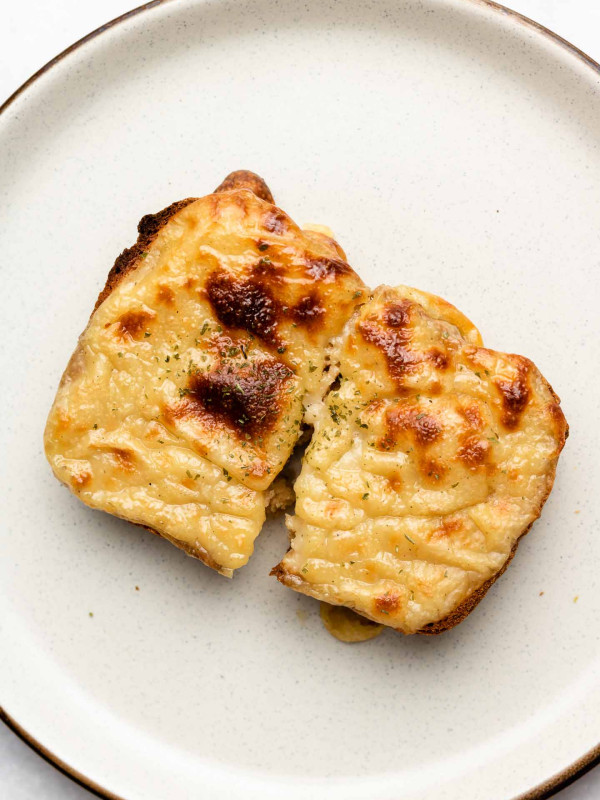 Vegan Mozzarella Cheese on toast broiled