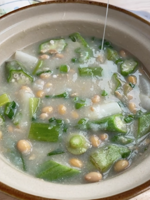 Nagaimo Natto Miso Soup with Okra