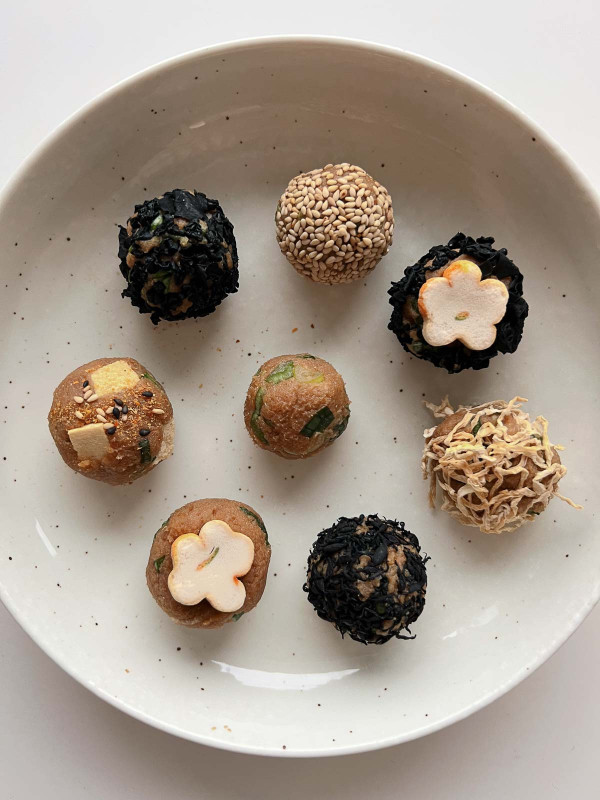 miso balls on a plate