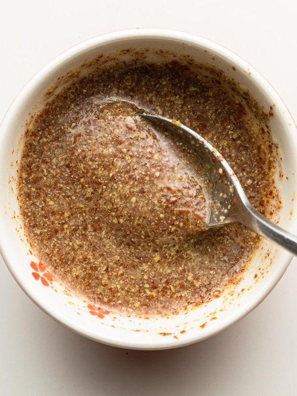 flax egg aquafaba in a small bowl