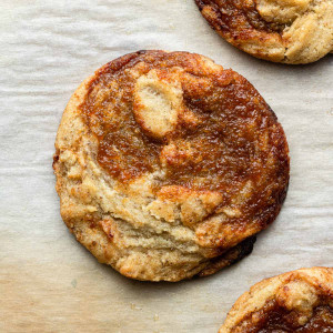 miso caramel cookies on parchment paper