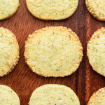 lemon shiso shortbread cookies on a wooden board