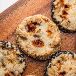 soy toffee brown butter shortbread cookies on a wooden board
