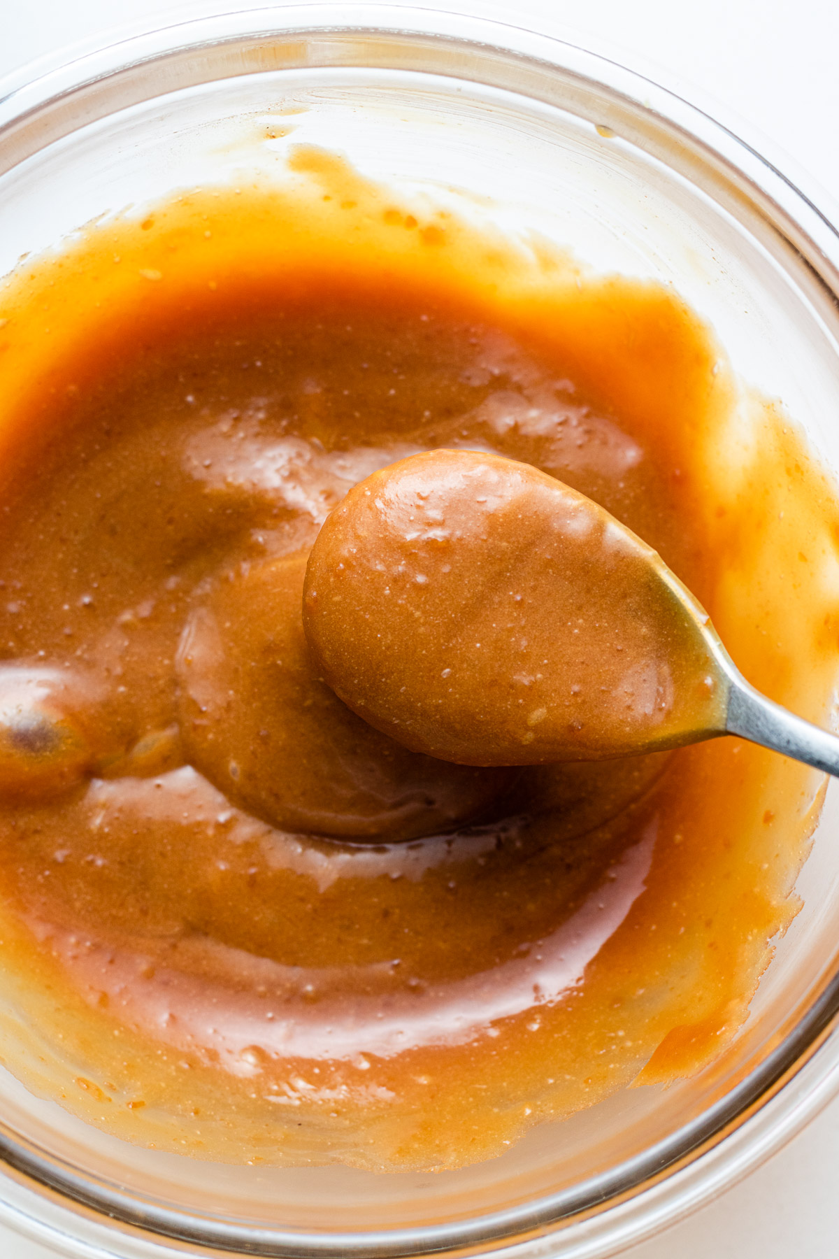 miso caramel on a spoon