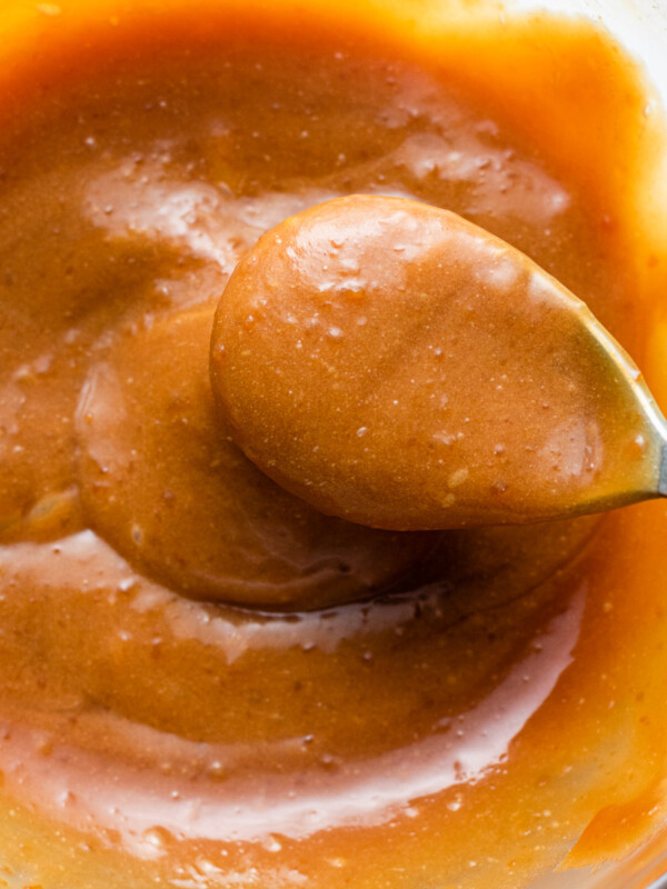 miso caramel on a spoon