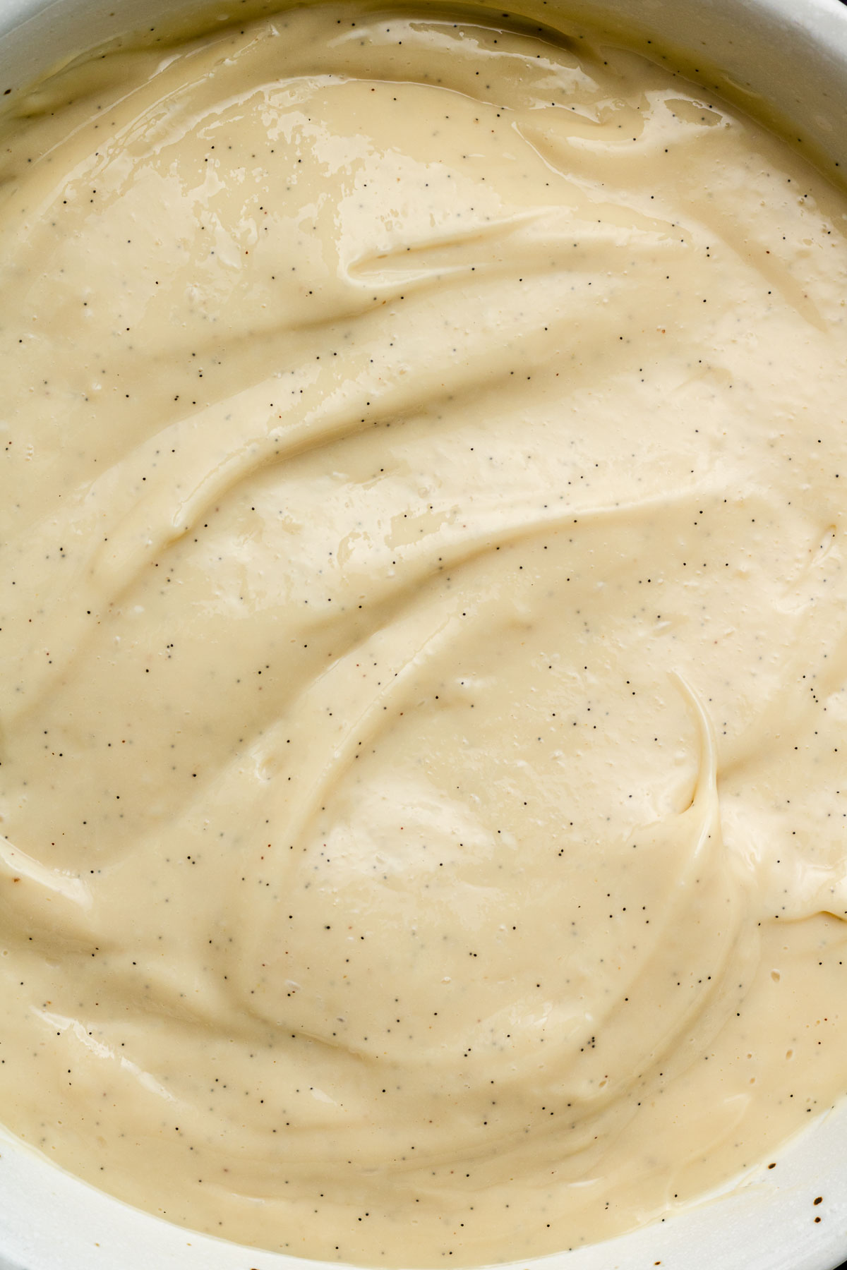 vanilla pastry cream in a white bowl