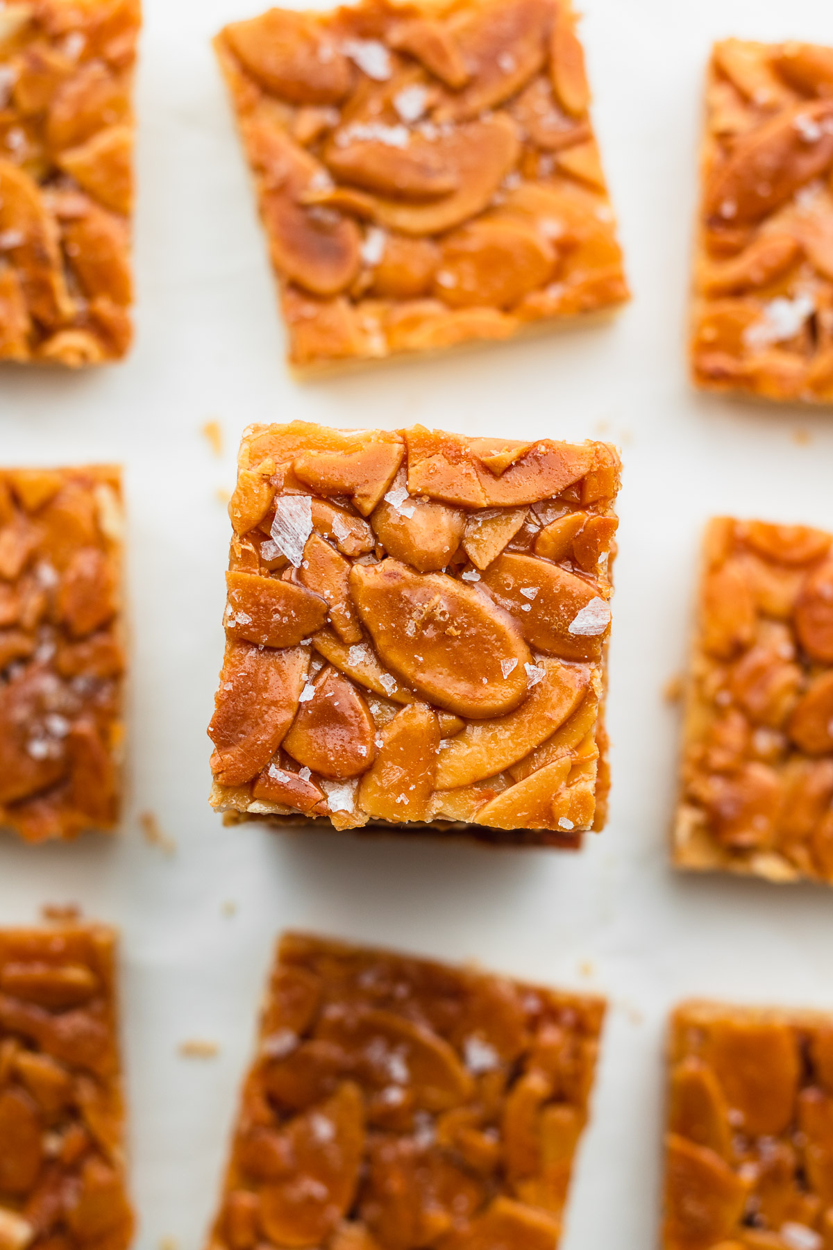 Caramel almonds on top or shortbread cookies