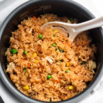 chicken ketchup rice in a rice cooker