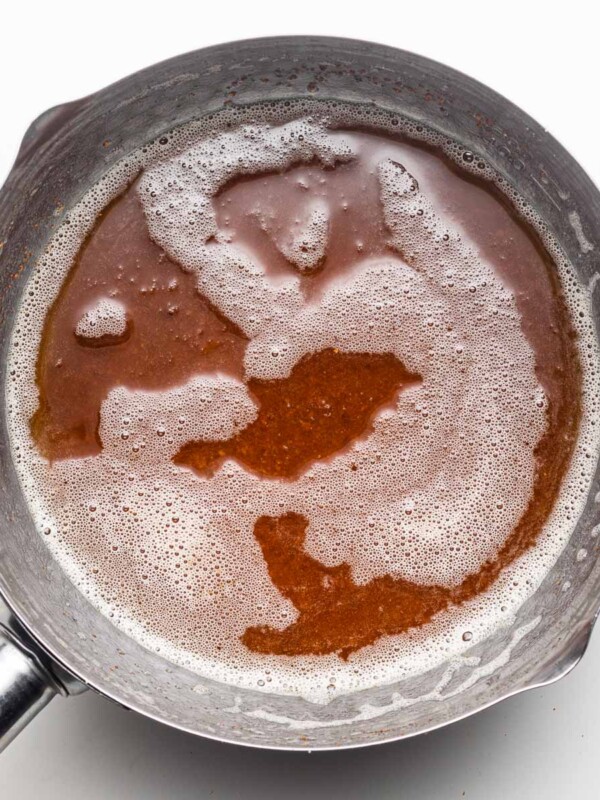 brown butter in a silver pot