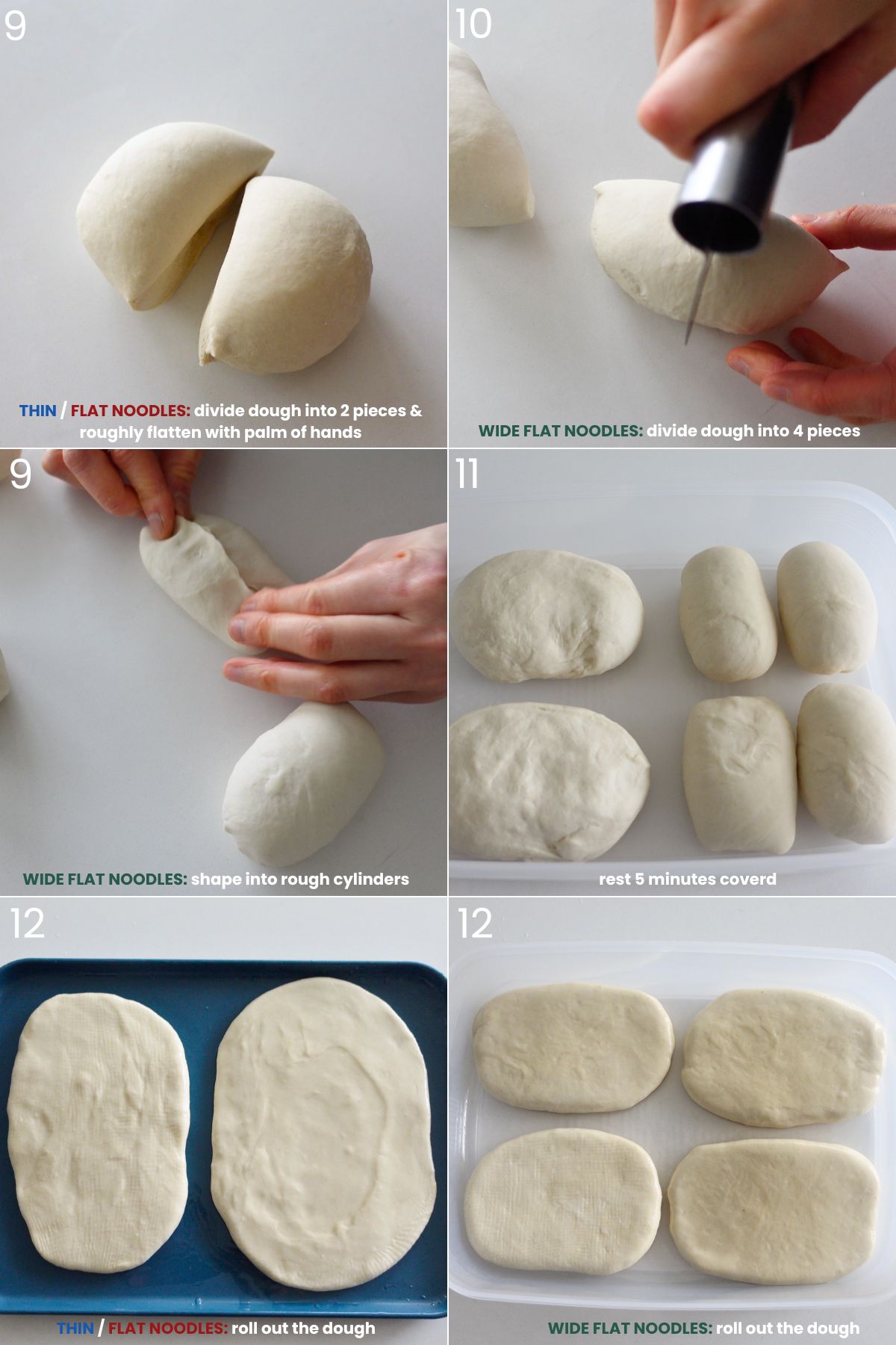 dividing dough to make homemade Chinese hand pulled noodles