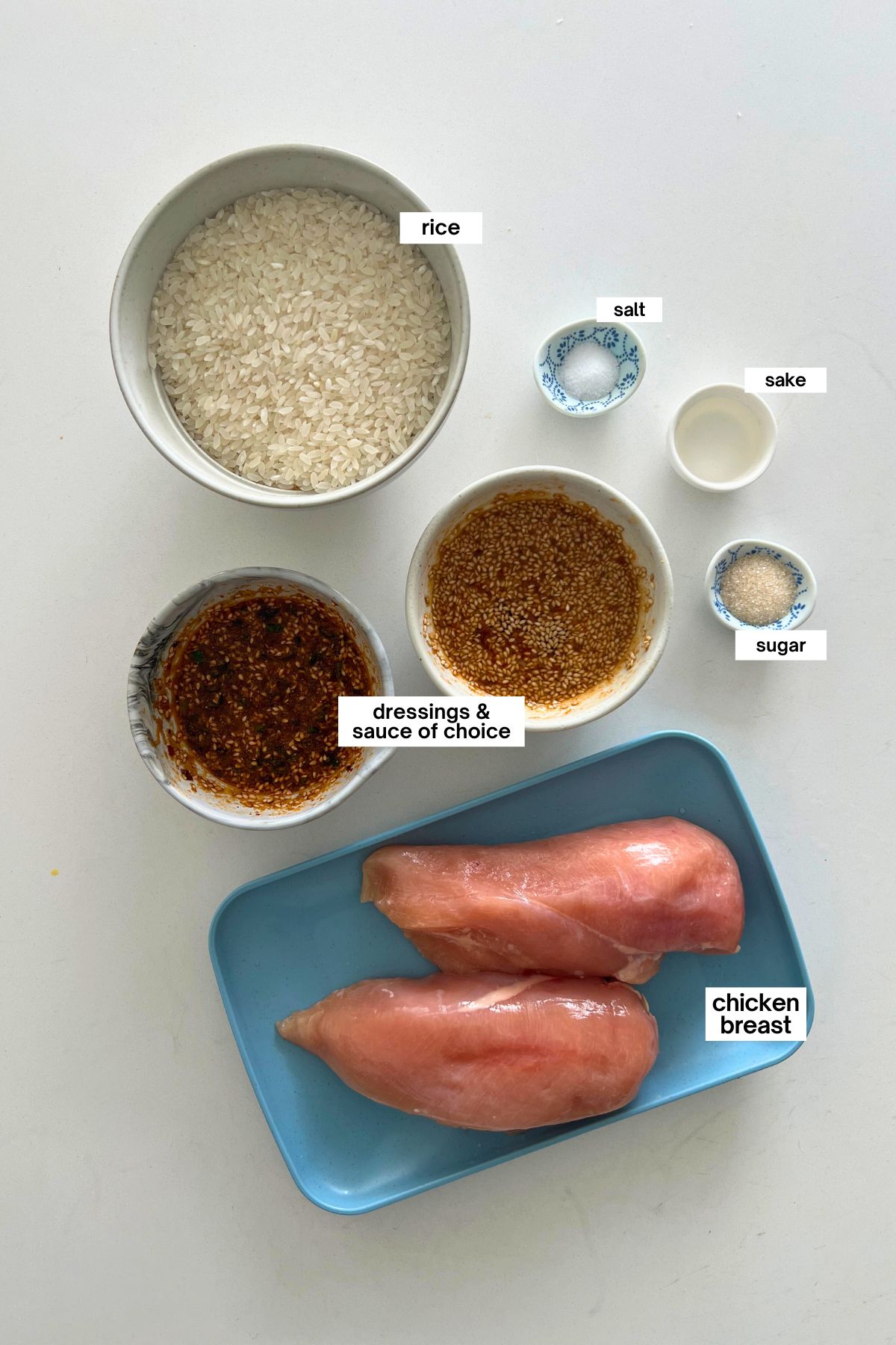 ingredients for saliva chicken in small bowls