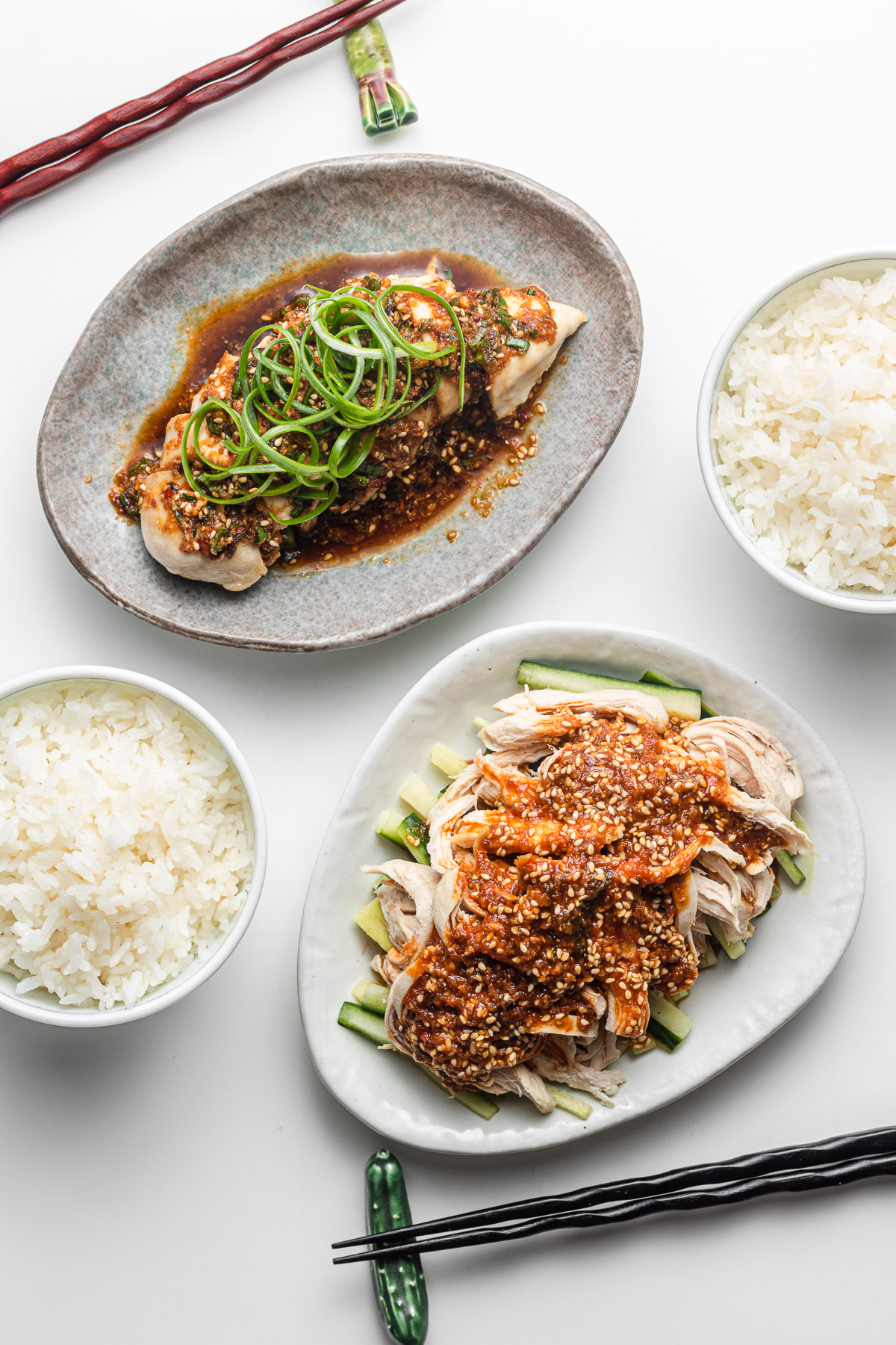 chicken breast with miso chili oil and chili oil sauce
