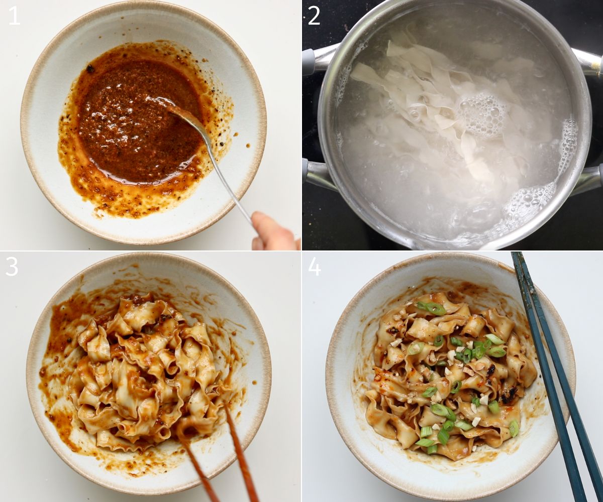 making peanut noodles in one bowl