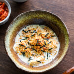 cold tofu in dashi, soy milk and topped with ochazuke furikake