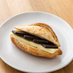 french chocolate butter baguette on a white plate
